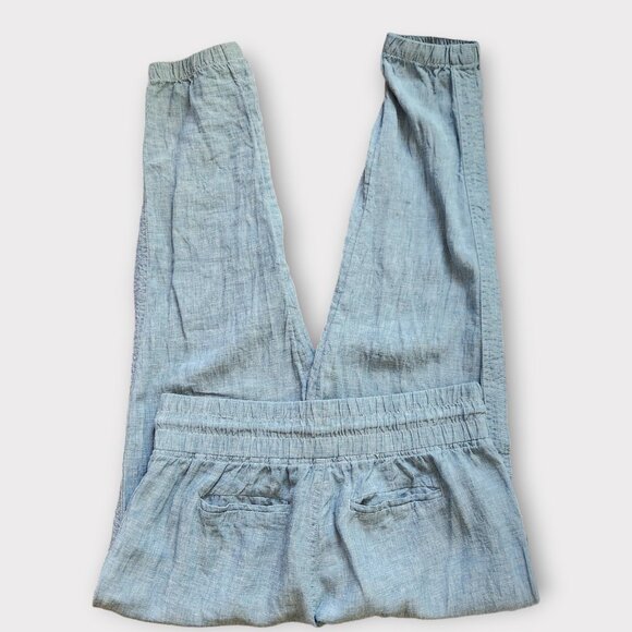 Athleta Cabo Linen Joggers Womens Size 2 Chambray Blue Athleisure Lounge - Picture 4 of 10